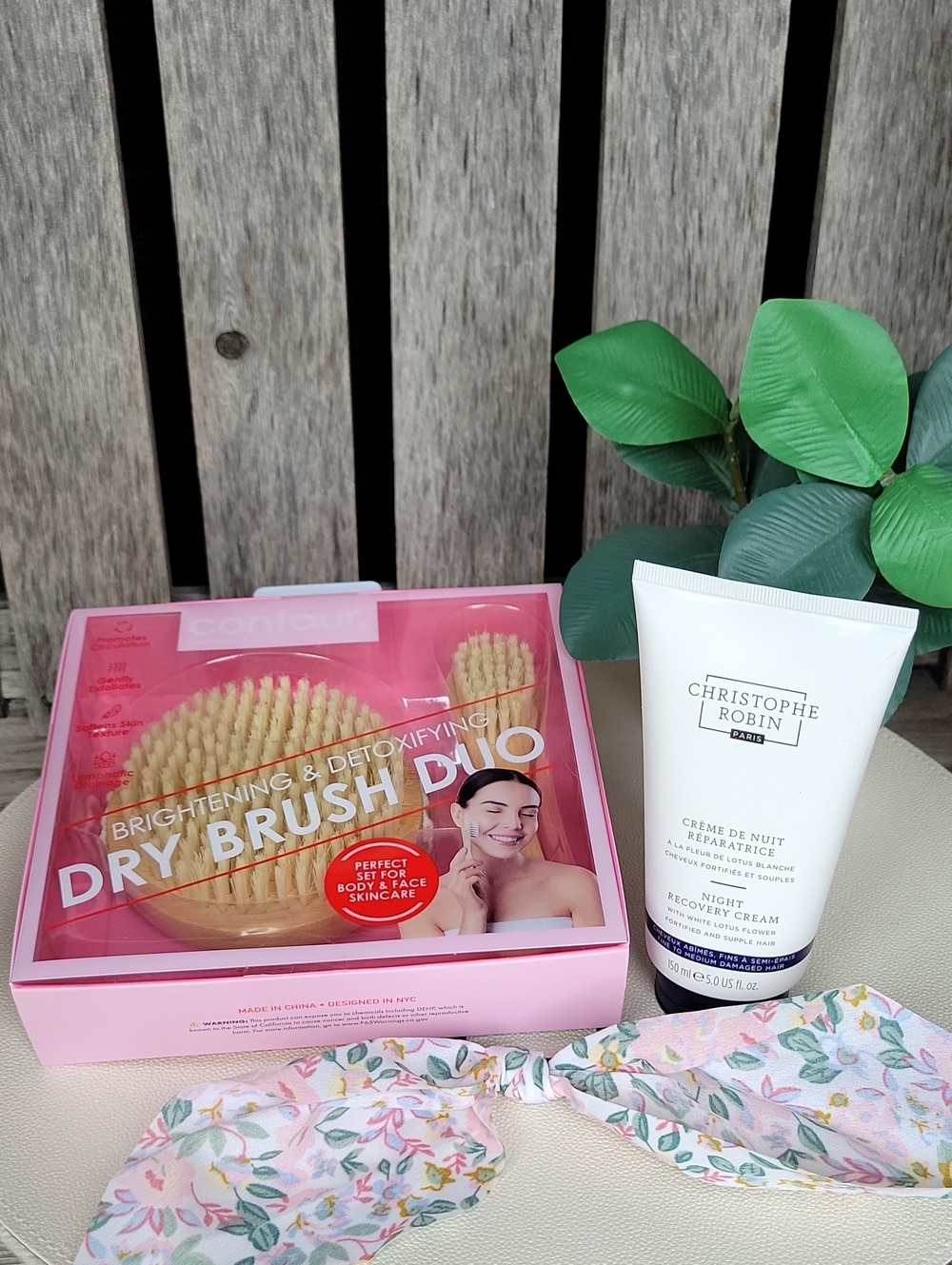 Christophe Robin Paris - Night Recovery For HAIR, Body Brush Duo, Hair Tie